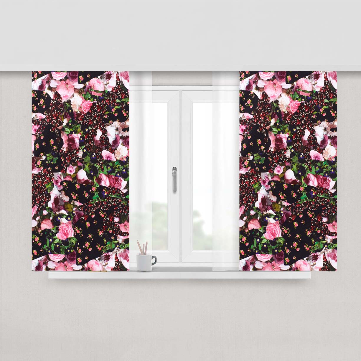 Givenchy Multicolor Floral Peach Skin Window Curtains