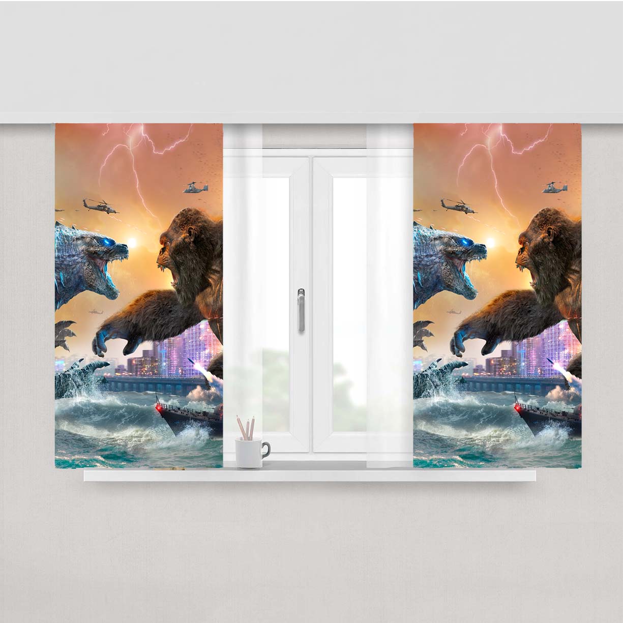 Godzilla Peach Skin Window Curtains
