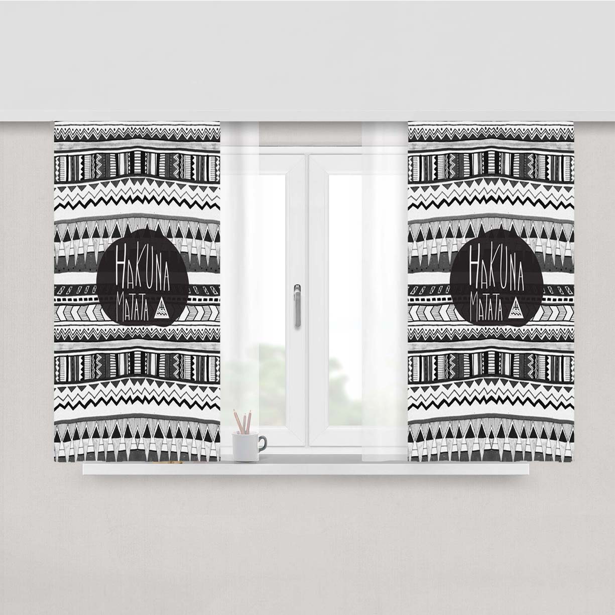 Hakuna Matata Aztec Fabric Window Curtains