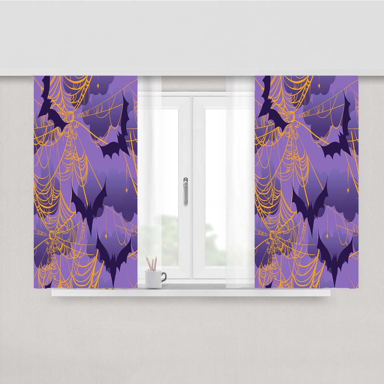 Halloween Pattern 04 Peach Skin Window Curtains