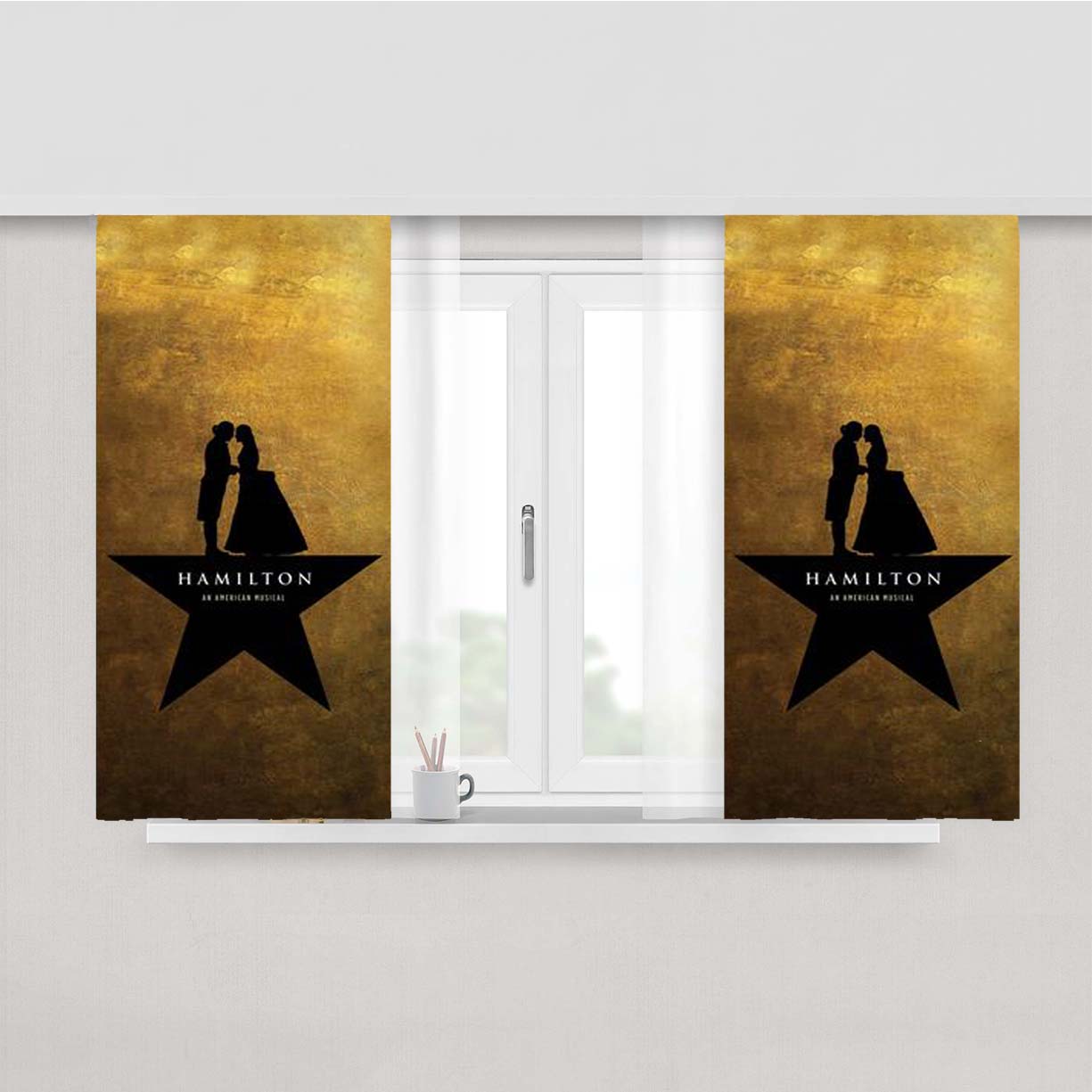 Hamilton And Eliza Kiss Musical Fabric Window Curtains