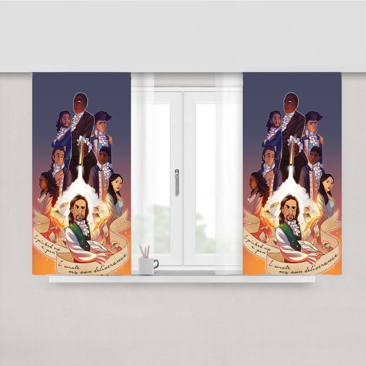 Hamilton And The Hubris Box Classic Musical Fabric Window Curtains