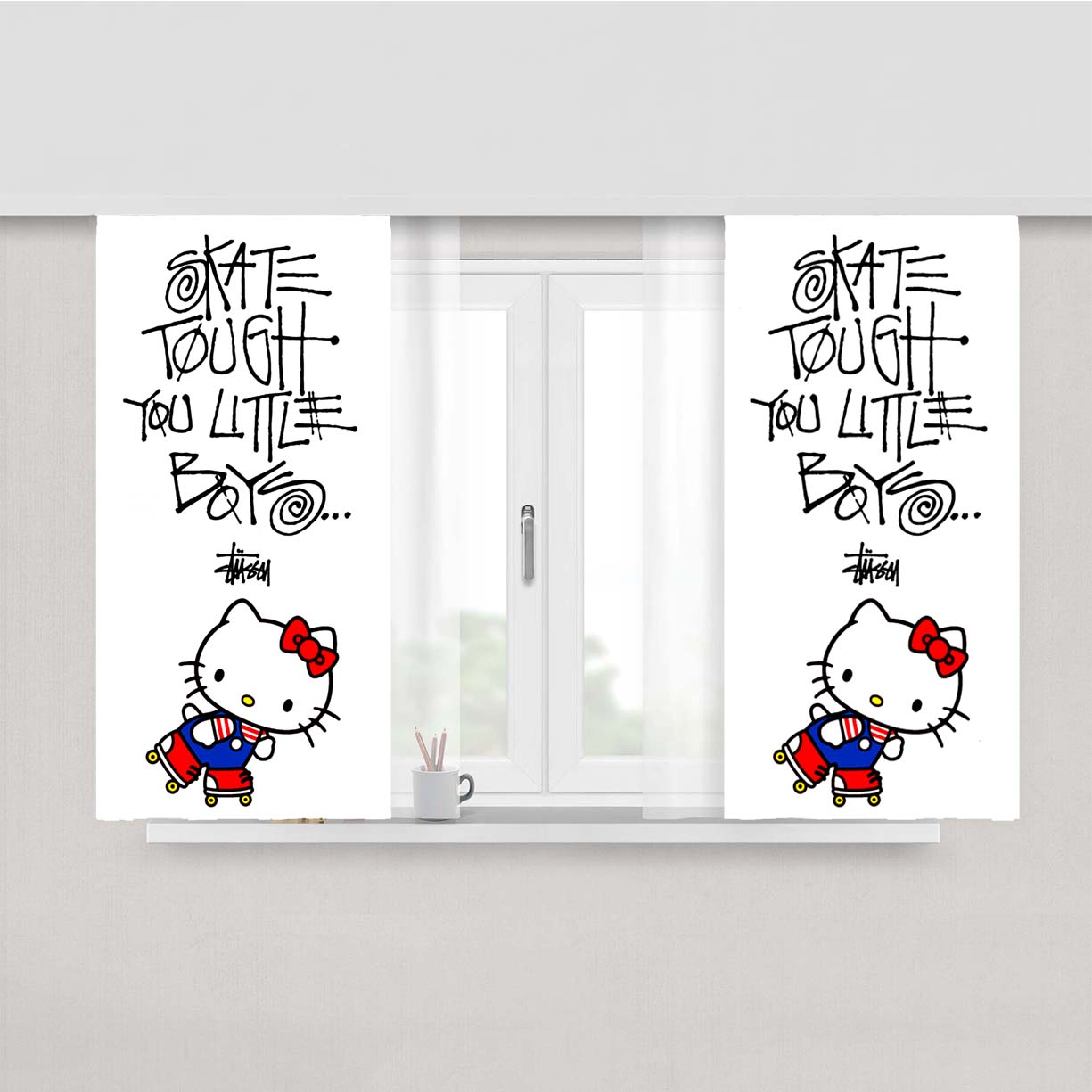 Hello Kitty Skate Stussy Fabric Window Curtains