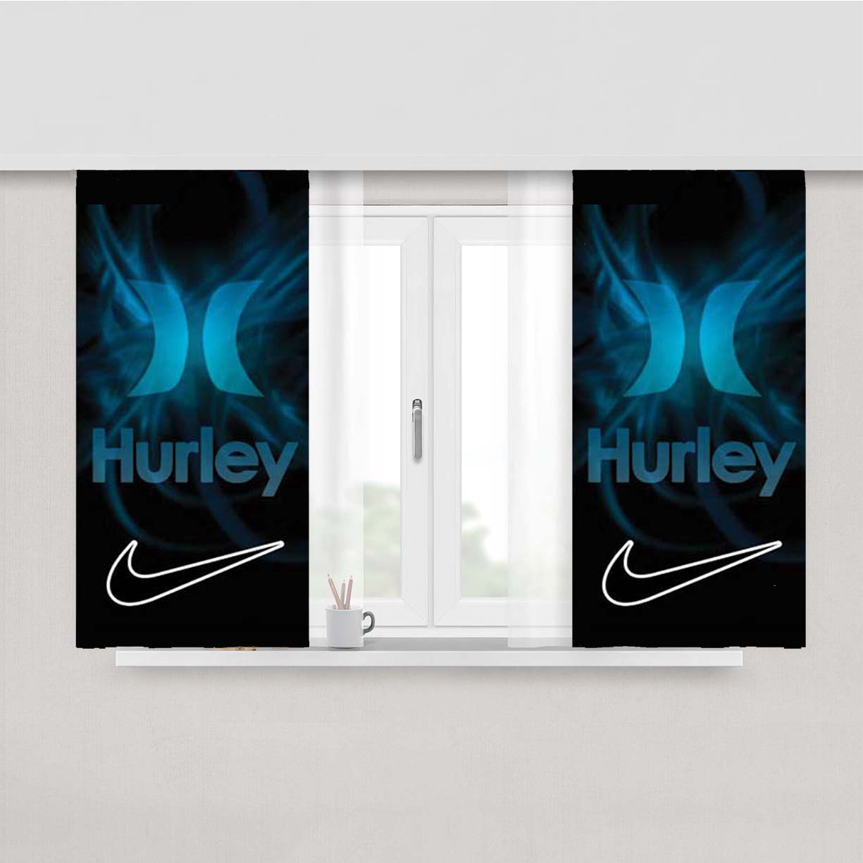 Hurley Nike Logo Peach Skin Window Curtains