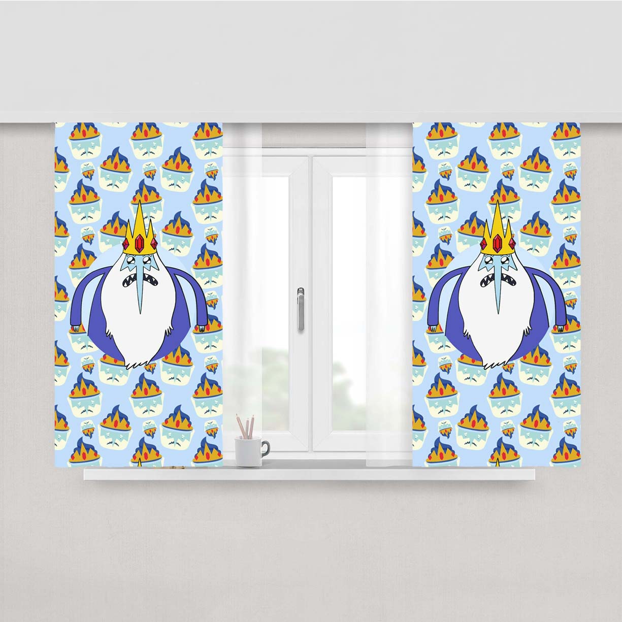 Ice King Cake Pattern Peach Skin Window Curtains