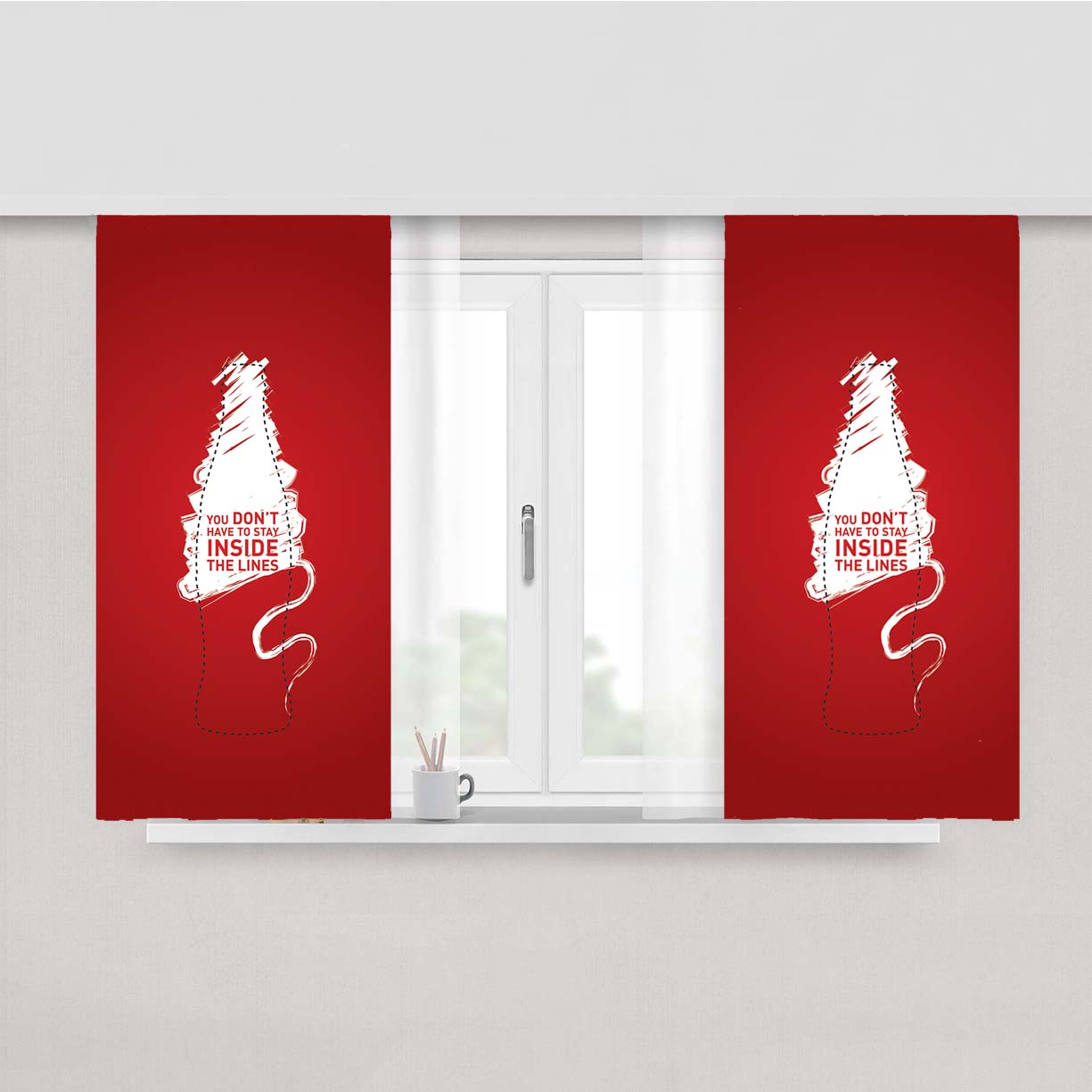 Inside The Lines Coca Cola Peach Skin Window Curtains