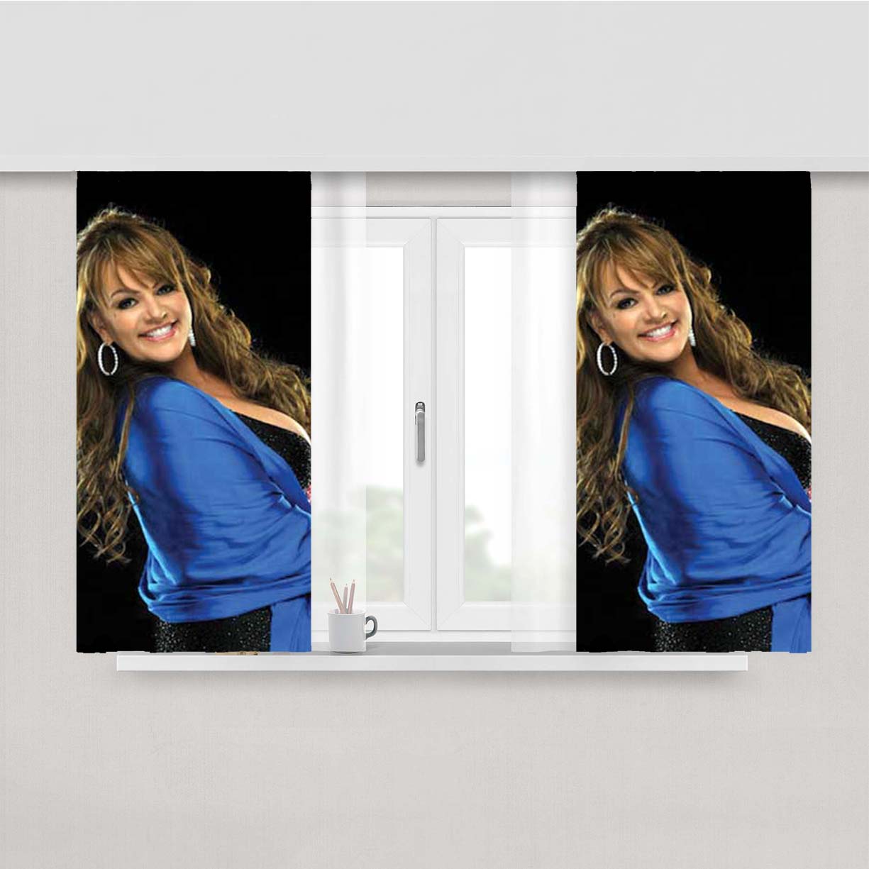 Jenni Rivera Blue Dress Peach Skin Window Curtains