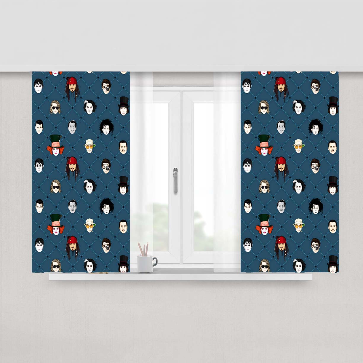Johnny Depp All Movie Characters Pattern Peach Skin Window Curtains
