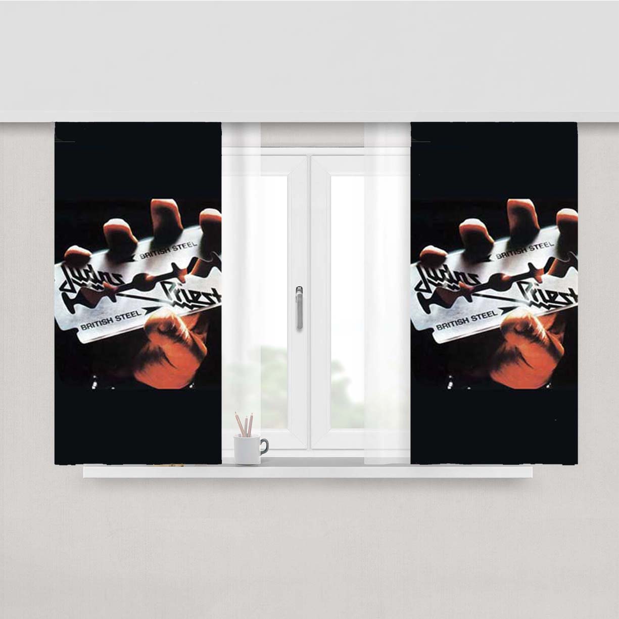 Judas Priest Hand Peach Skin Window Curtains