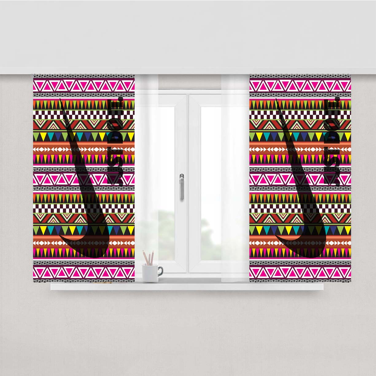 Just Do It Aztec 3 Peach Skin Window Curtains