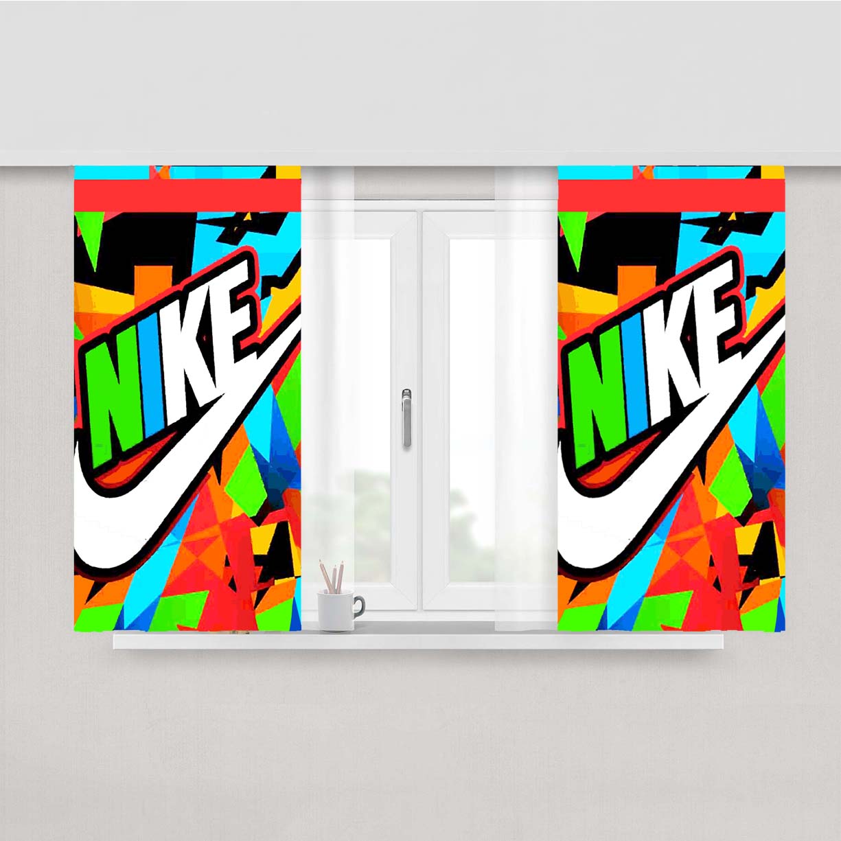 Just Do It Nike Full Color Peach Skin Window Curtains