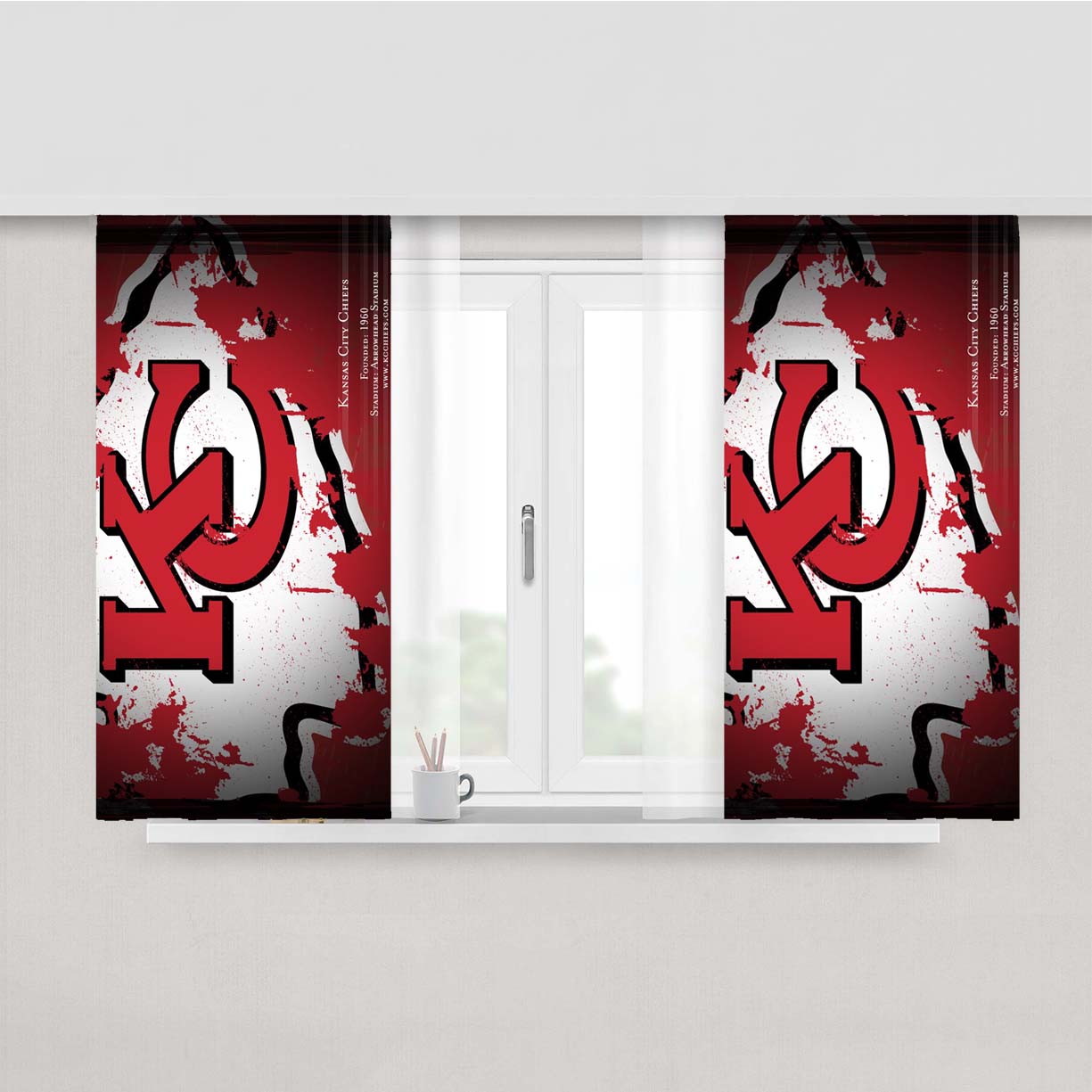 Kansas City Chiefs Peach Skin Window Curtains