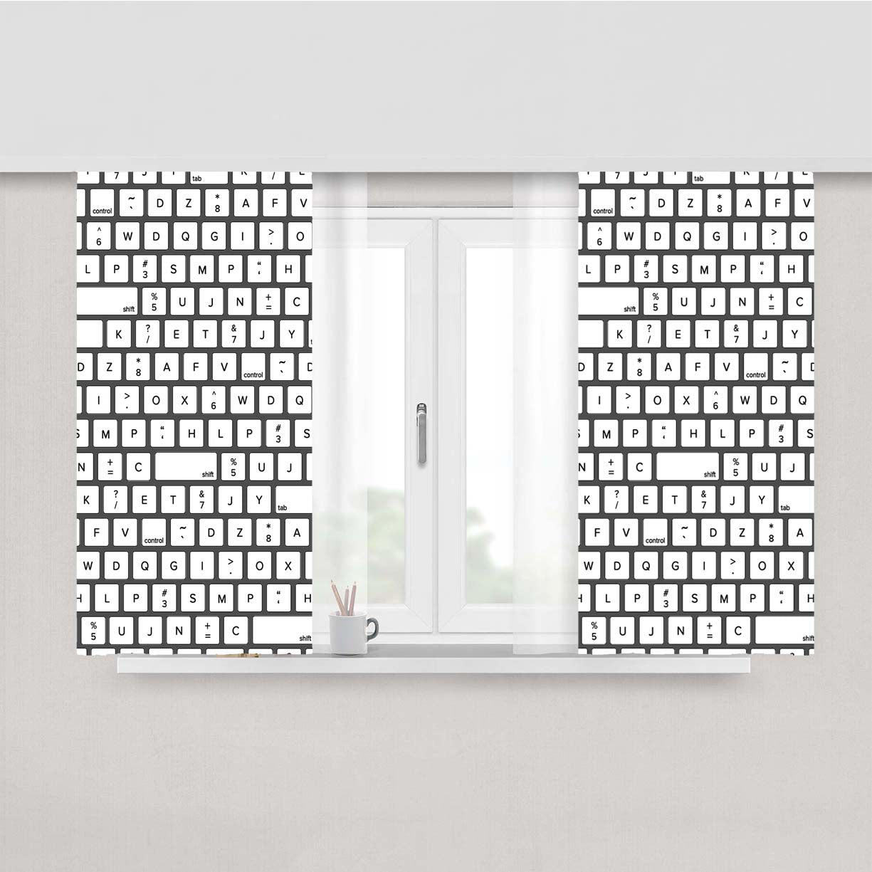 Keyboard Pattern Peach Skin Window Curtains