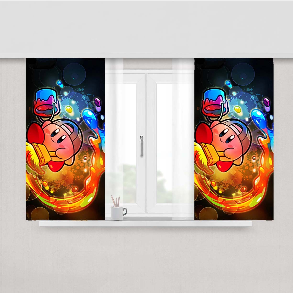 Kirby Cute Art Peach Skin Window Curtains