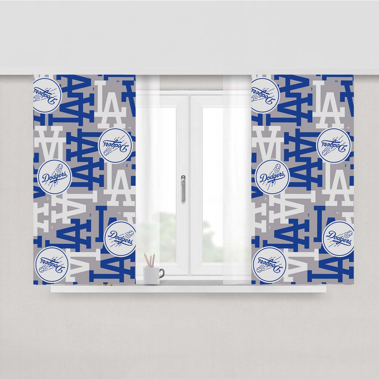 La Dodgers Pattern Peach Skin Window Curtains