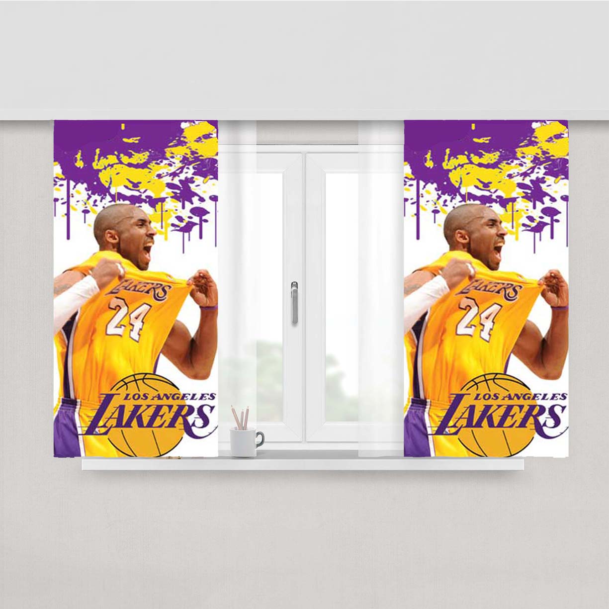 La Lakers Kobe Paint Splatter Peach Skin Window Curtains