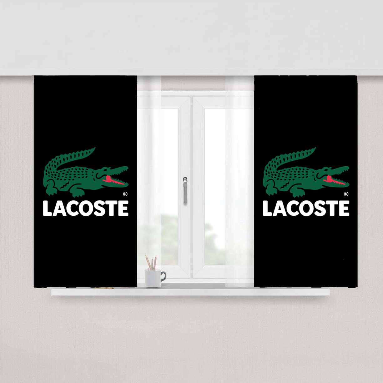 Lacoste Logo Peach Skin Window Curtains