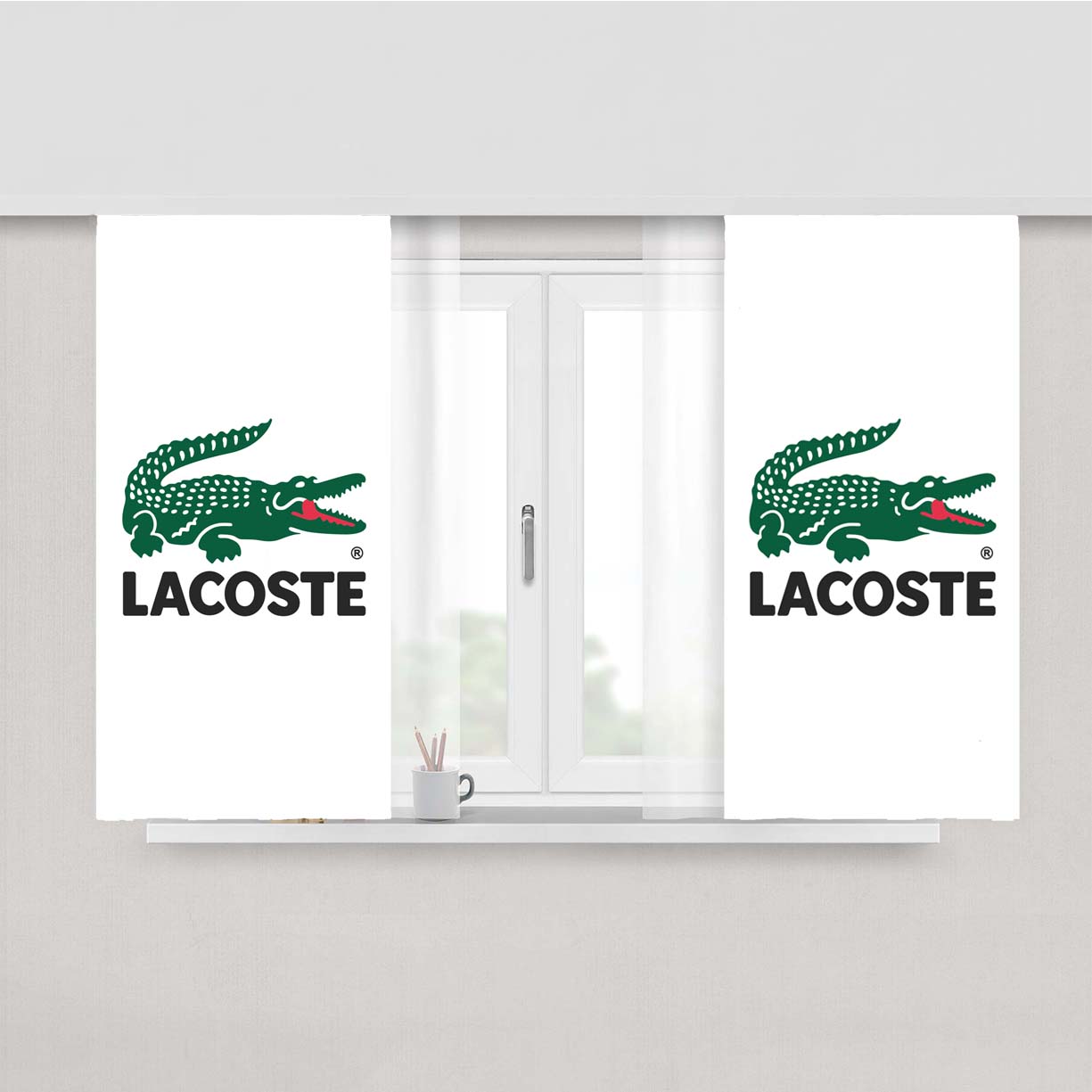 Lacoste Logo 1 Peach Skin Window Curtains