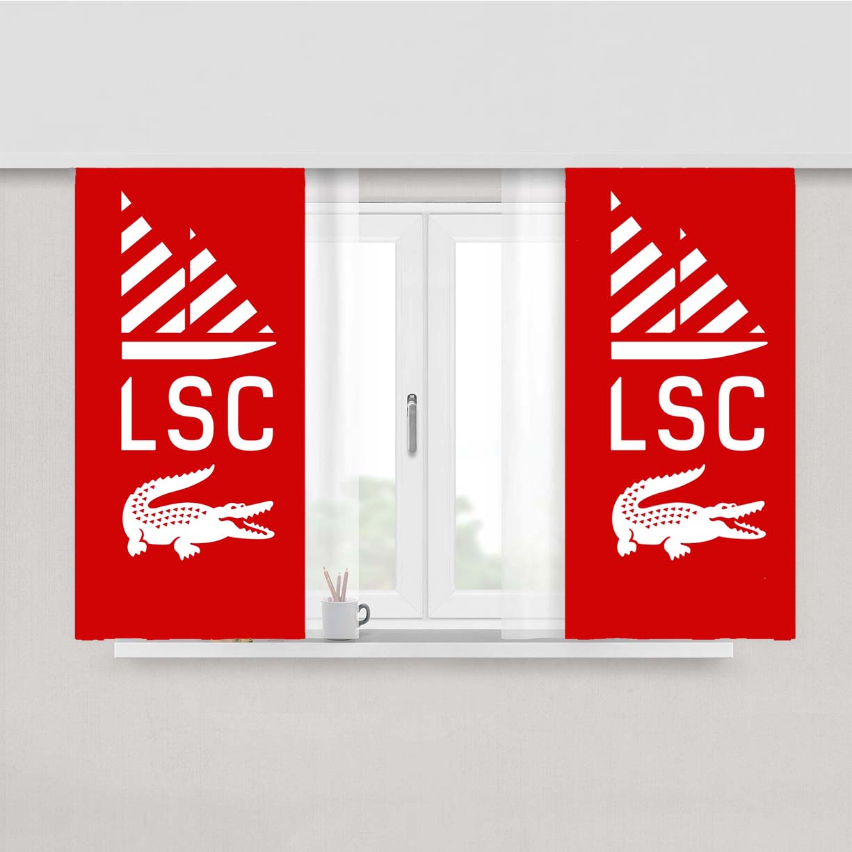 Lacoste Sailing Club Red Peach Skin Window Curtains