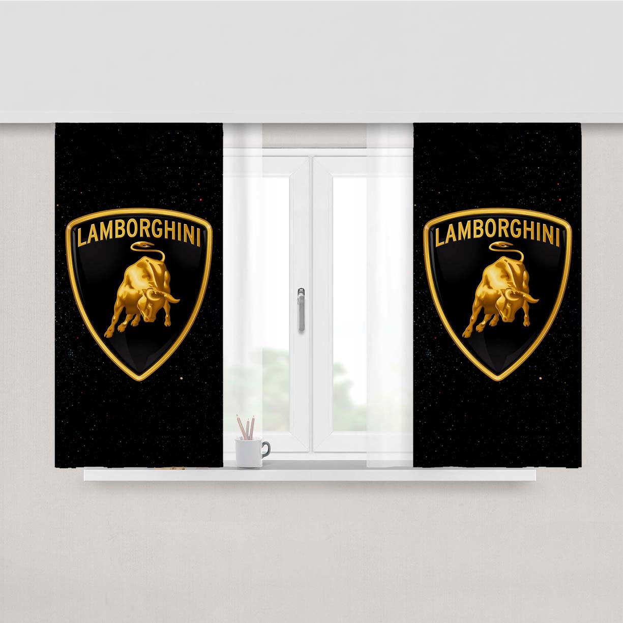Lamborghini Gold Club Peach Skin Window Curtains
