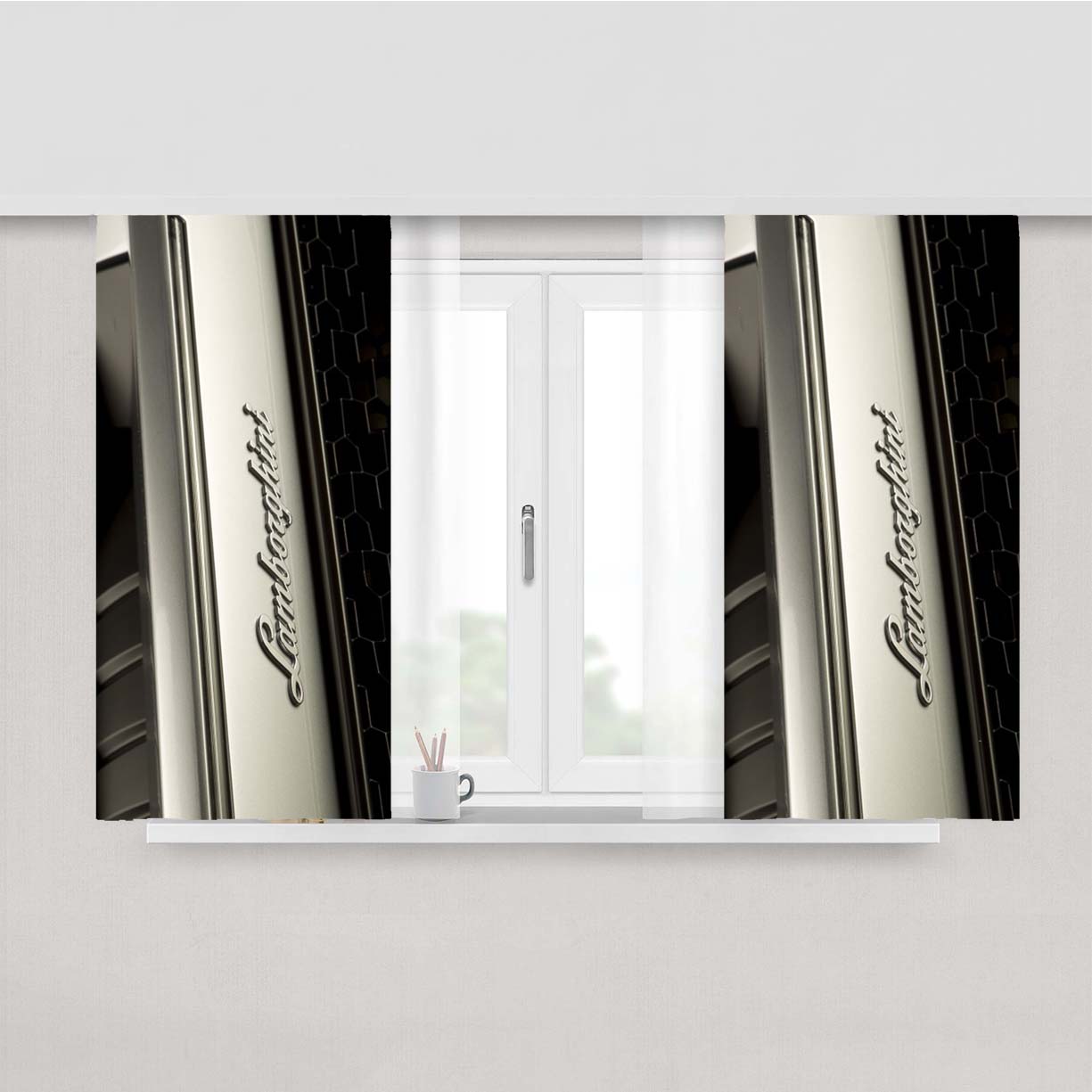 Lamborghini Huracan Emblem Interior Peach Skin Window Curtains