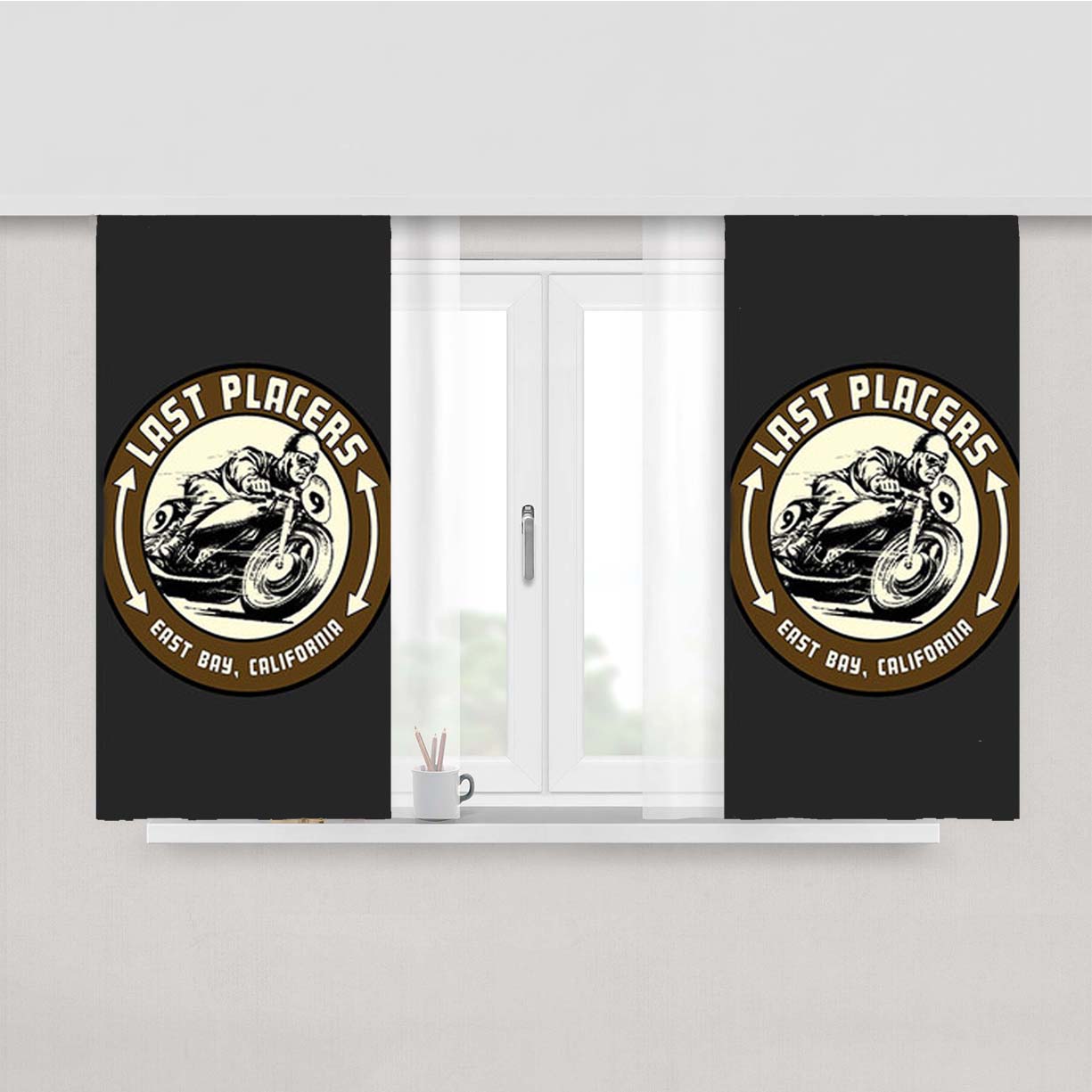 Last Placers Logo Peach Skin Window Curtains
