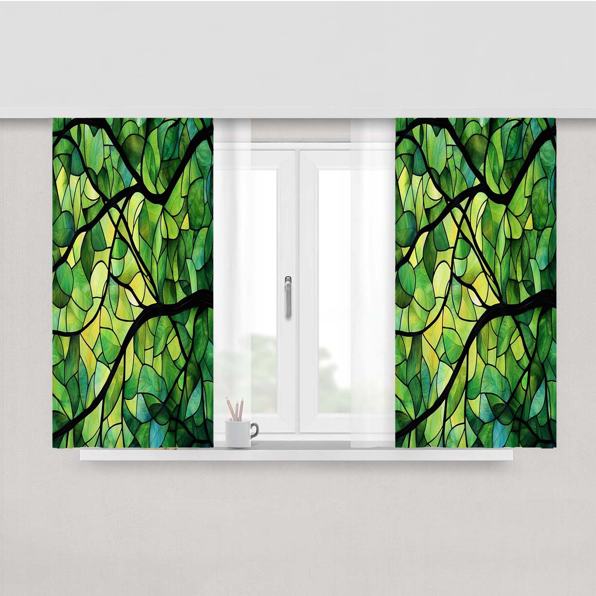 Leaf Pattern Peach Skin Window Curtains
