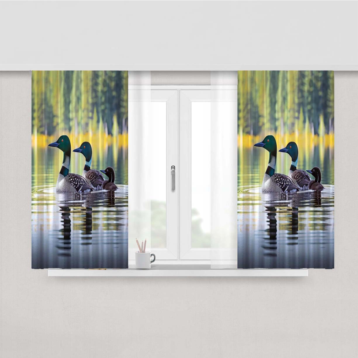 Loons Peach Skin Window Curtains