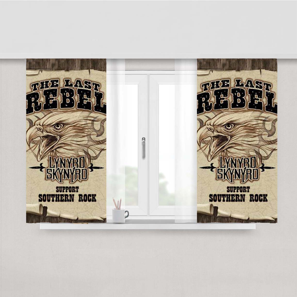 Lynyrd Skynyrd Last Rebel Peach Skin Window Curtains