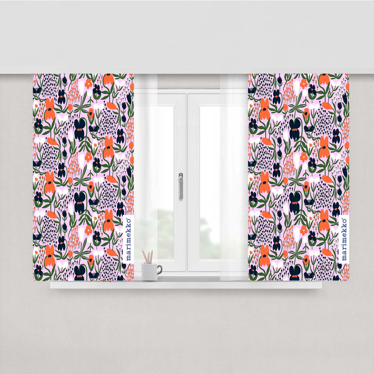 Marimekko Palsta Pattern Peach Skin Window Curtains