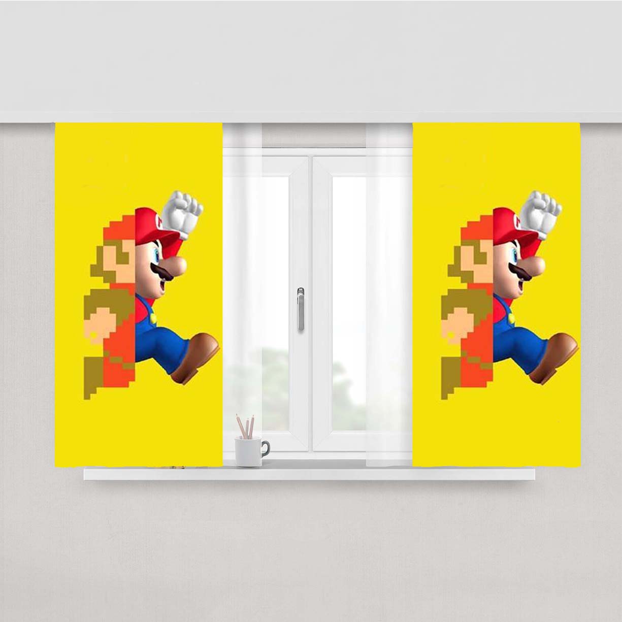 Mario Old Vs New Peach Skin Window Curtains