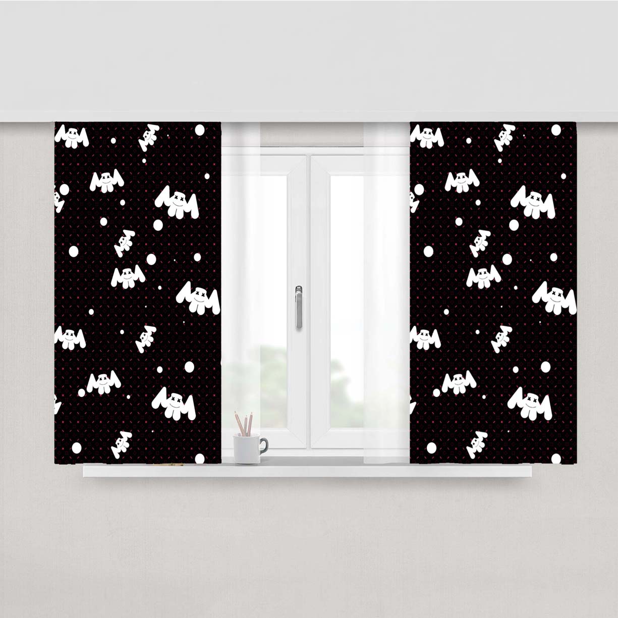 Marshmello Pattern Background Peach Skin Window Curtains