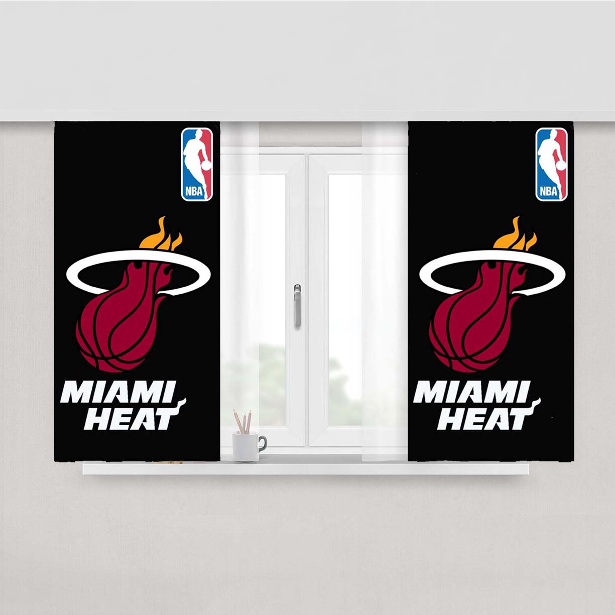 Miami Heat Nba Unique Peach Skin Window Curtains