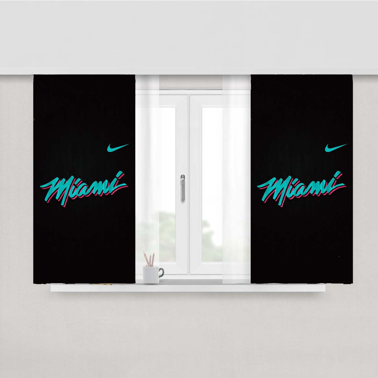 Miami Heat Nike Peach Skin Window Curtains