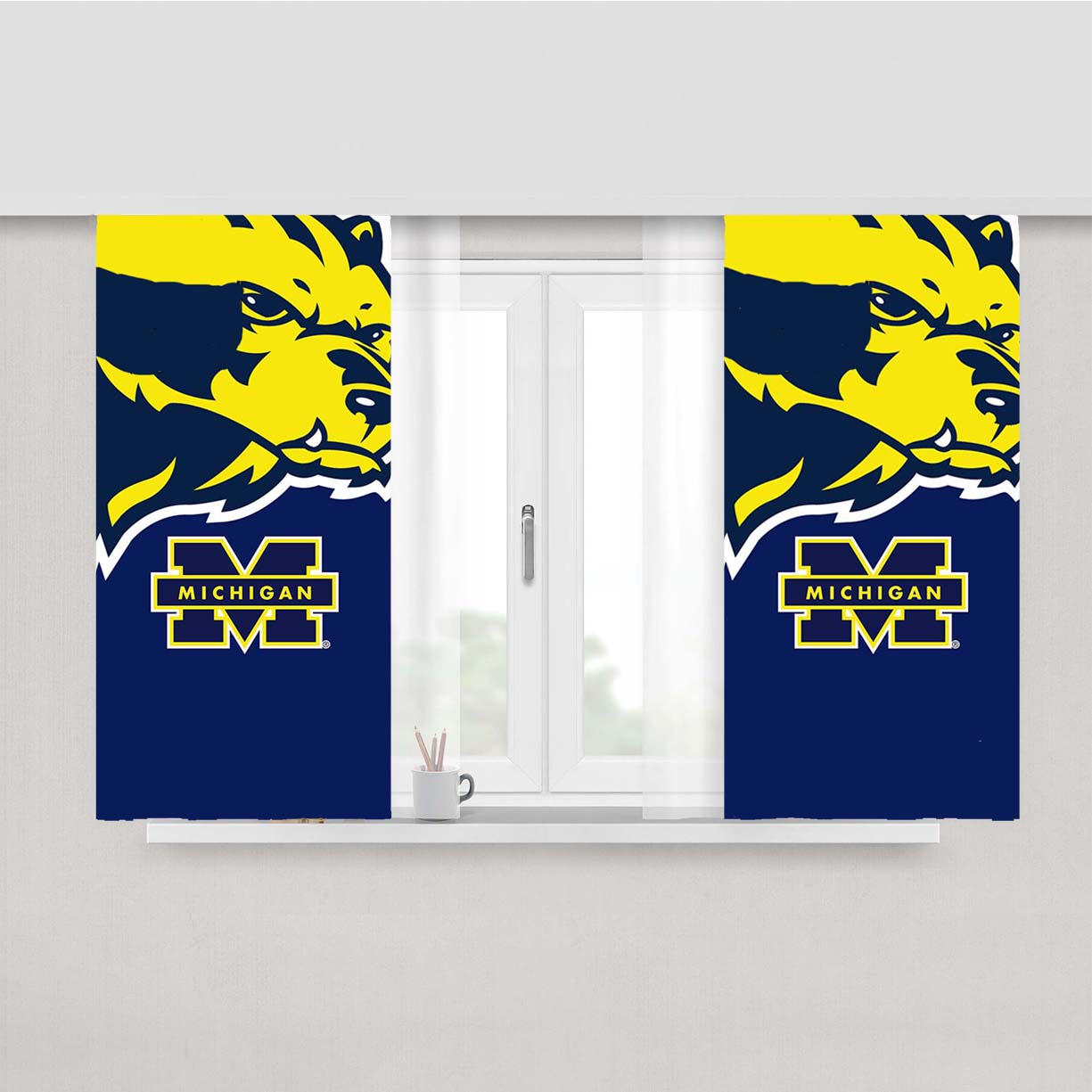 Michigan Wolverines 5 Peach Skin Window Curtains