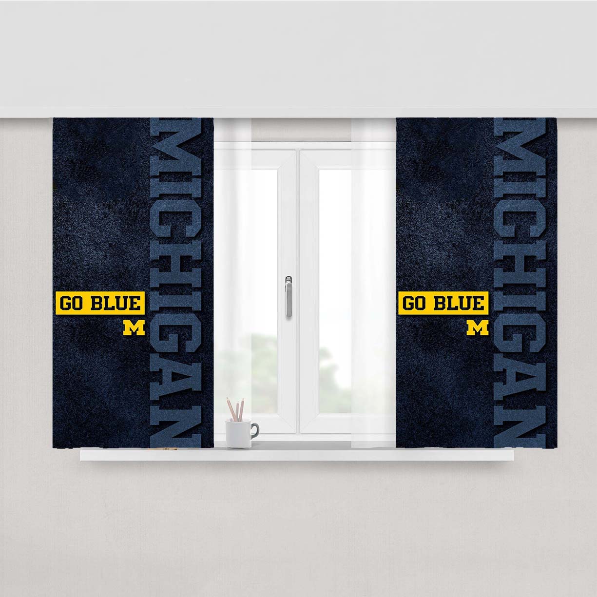 Michigan Wolverines Football 10 Peach Skin Window Curtains