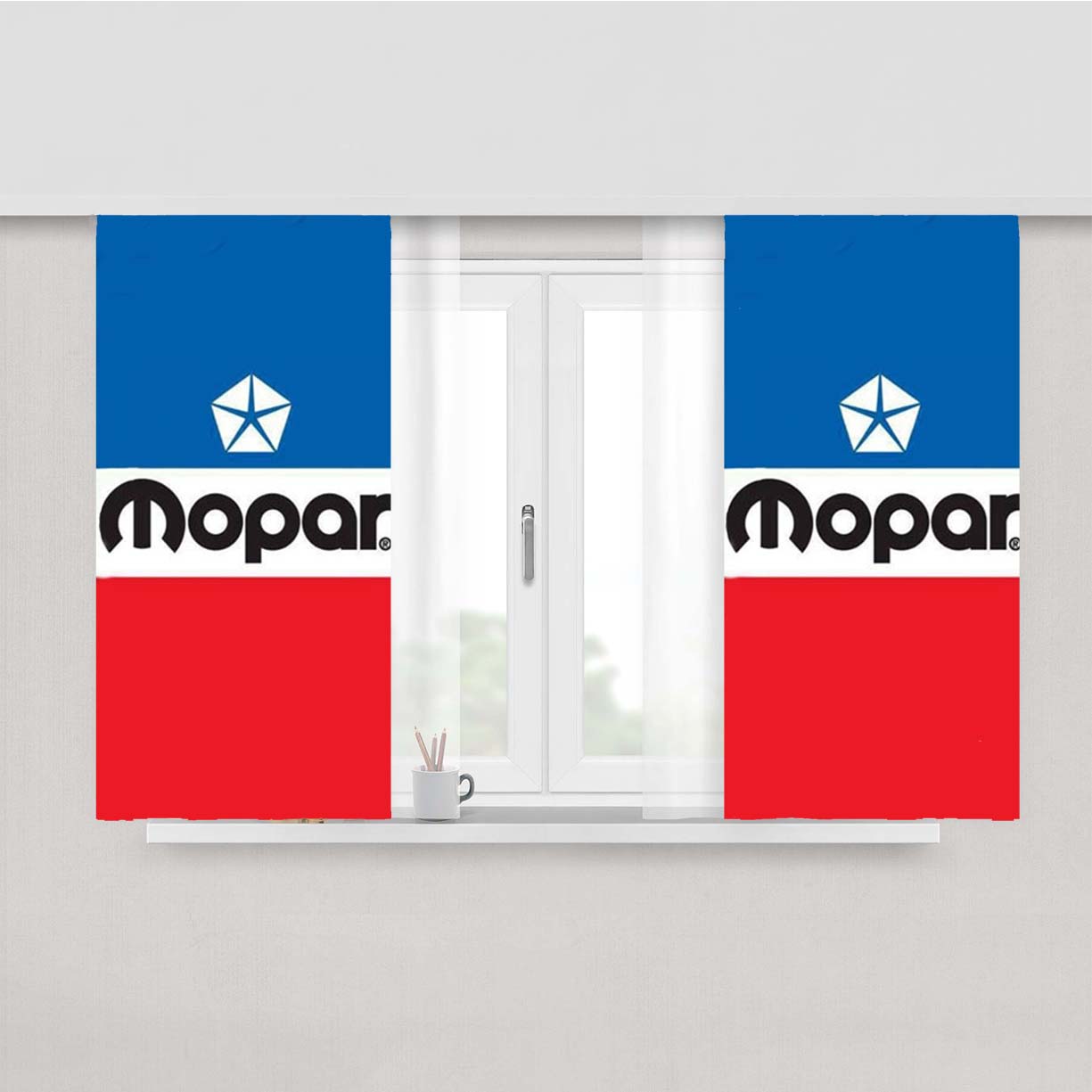 Mopar Flag Peach Skin Window Curtains