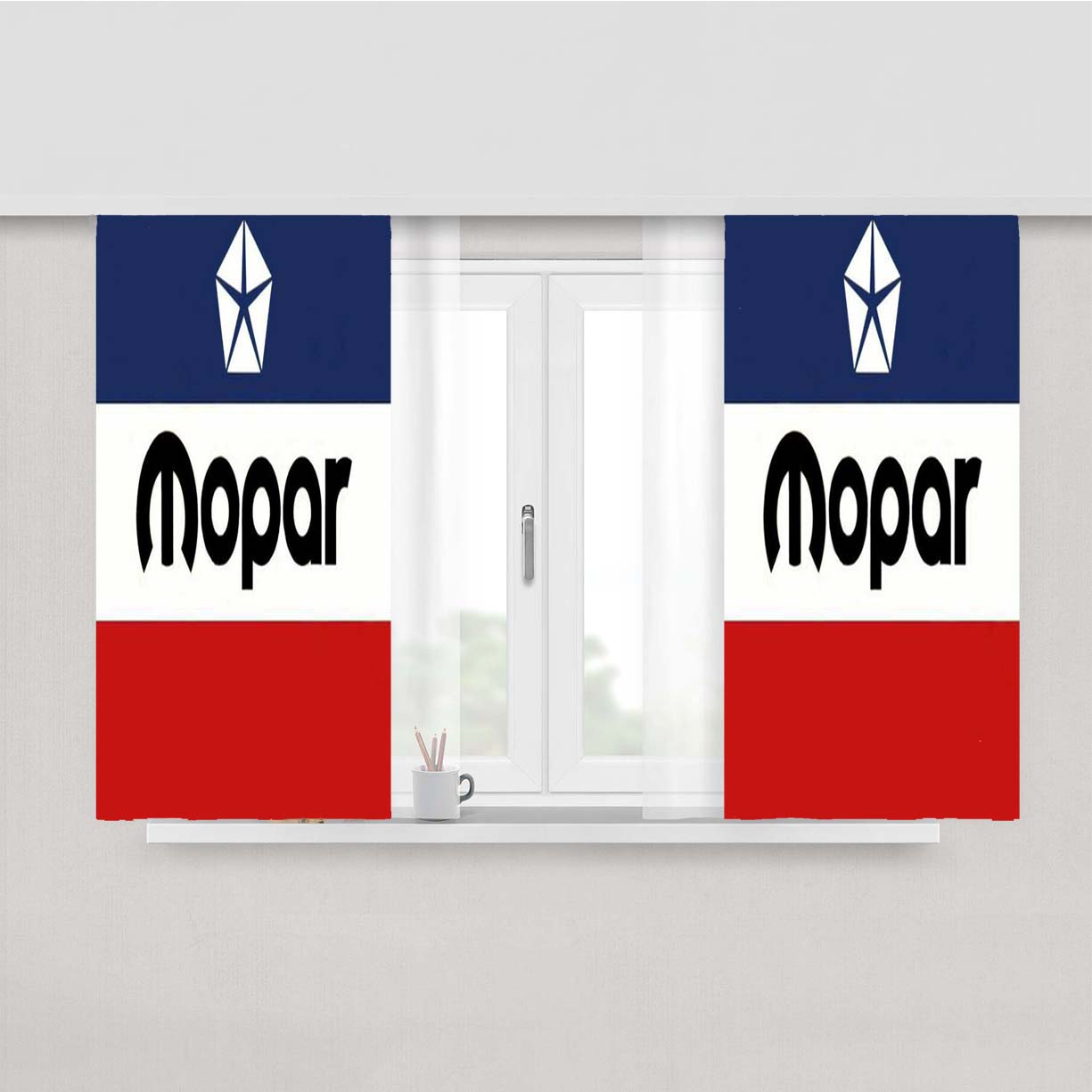 Mopar Flag Logo Peach Skin Window Curtains