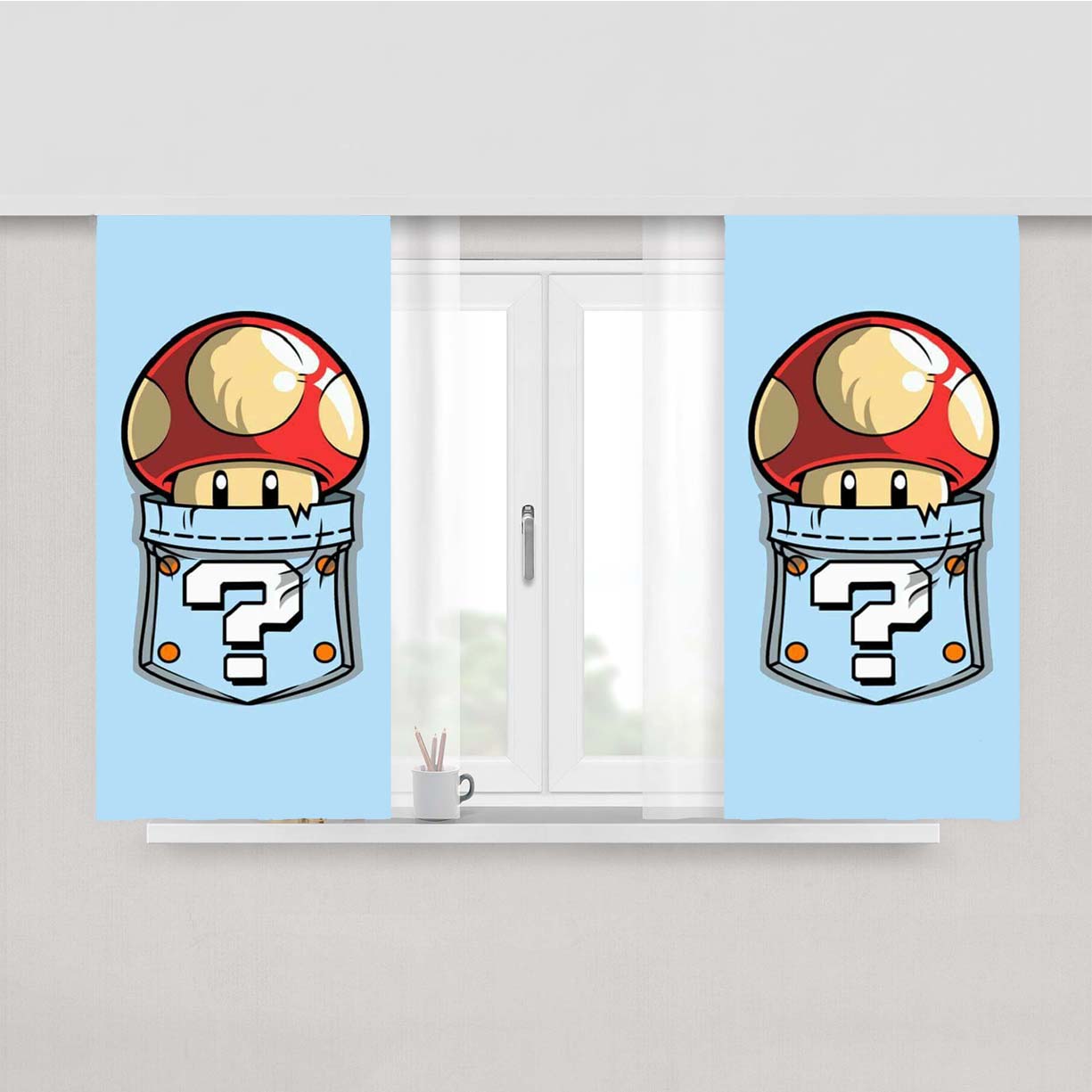 Mushroom Mario Peach Skin Window Curtains