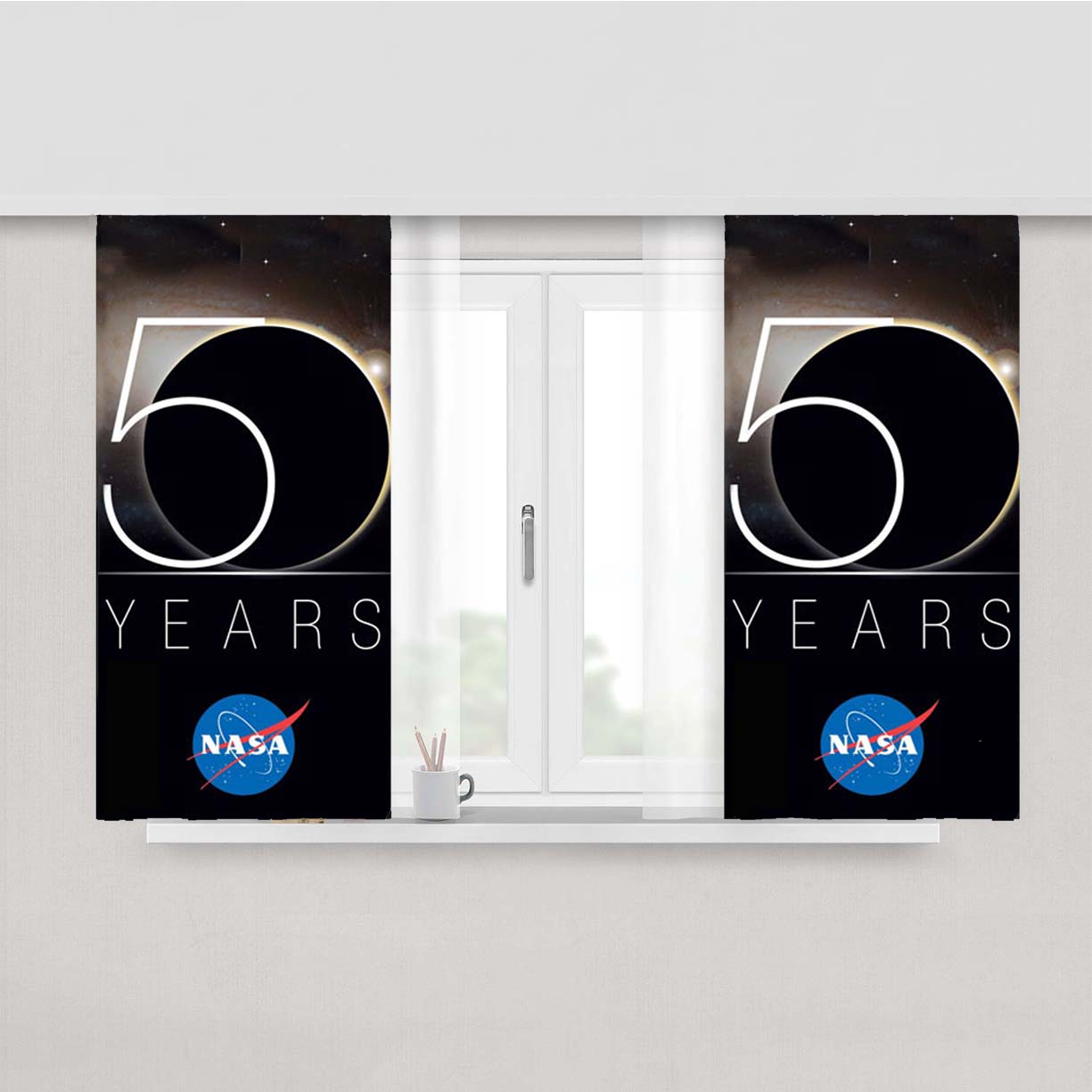 Nasa 50 Years Peach Skin Window Curtains