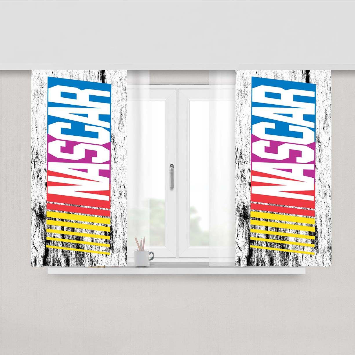 Nascar Grunge Logo Peach Skin Window Curtains