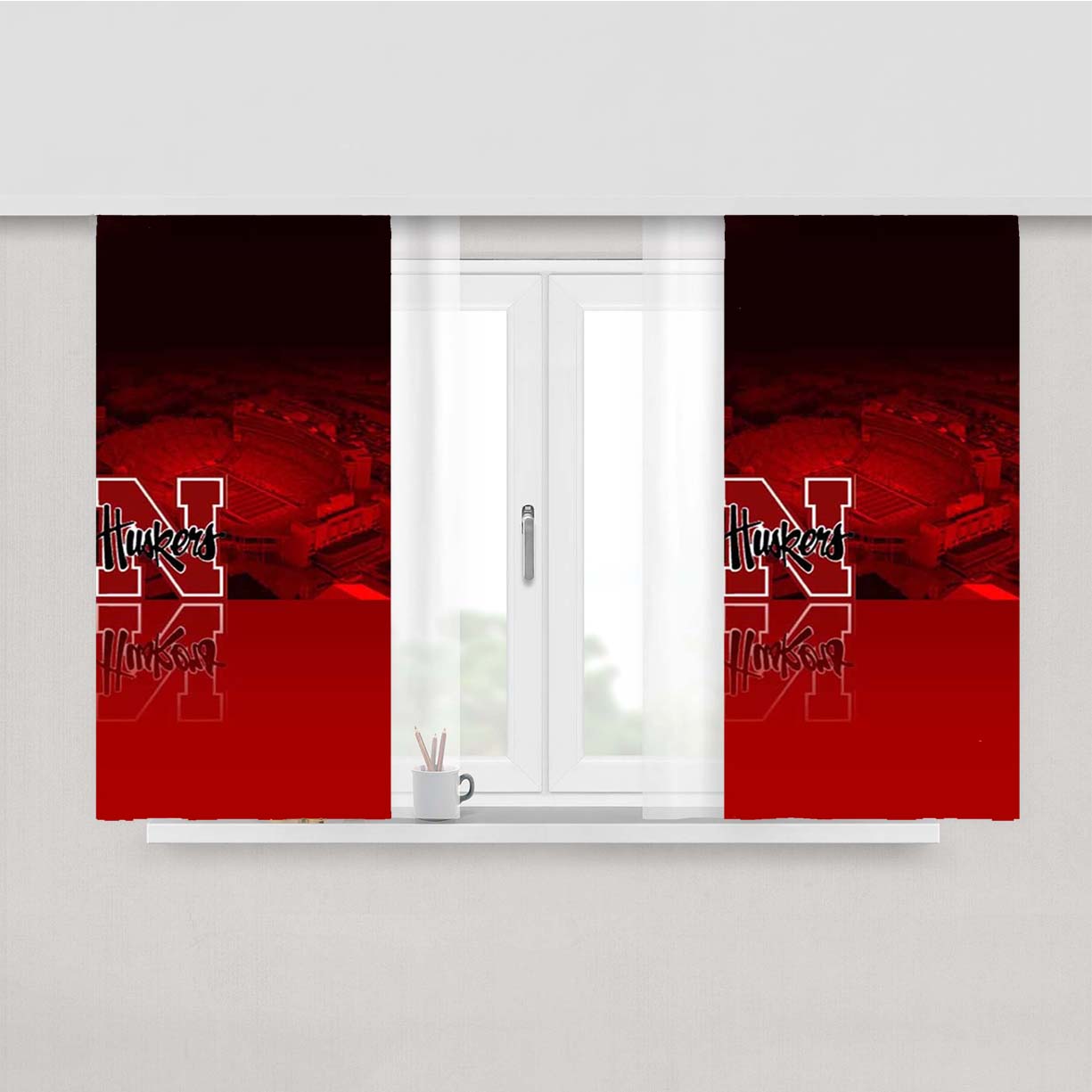 Nebraska Cornhuskers Football Peach Skin Window Curtains
