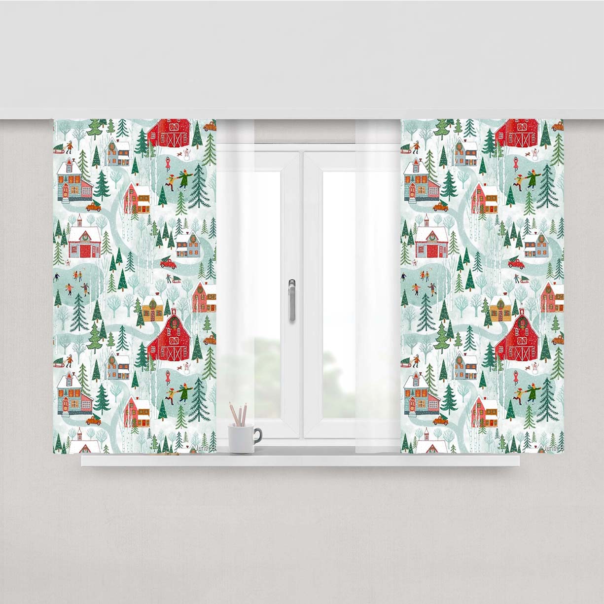 New England Christmas Peach Skin Window Curtains