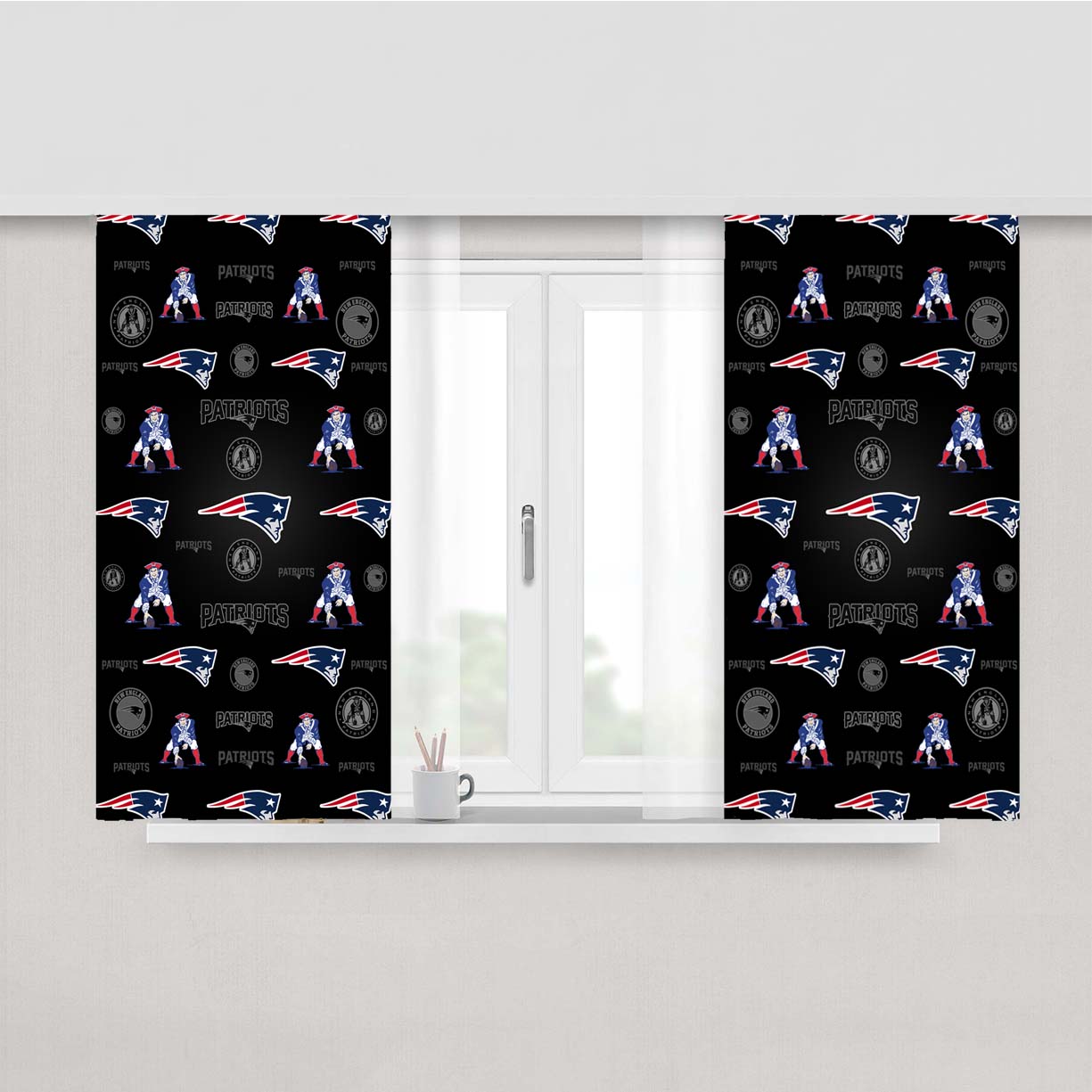 New England Patriots Logo Pattern Peach Skin Window Curtains
