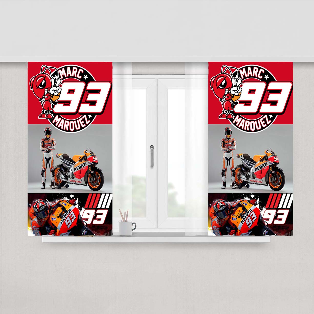New Marc Marquez 93 Moto Gp Peach Skin Window Curtains