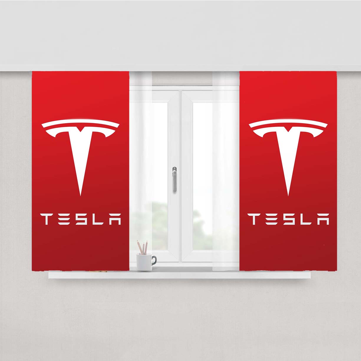New Tesla Motors Logo Peach Skin Window Curtains
