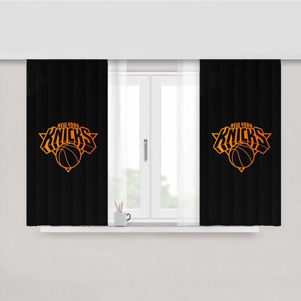 New York Knicks Logo Basketball Peach Skin Window Curtains