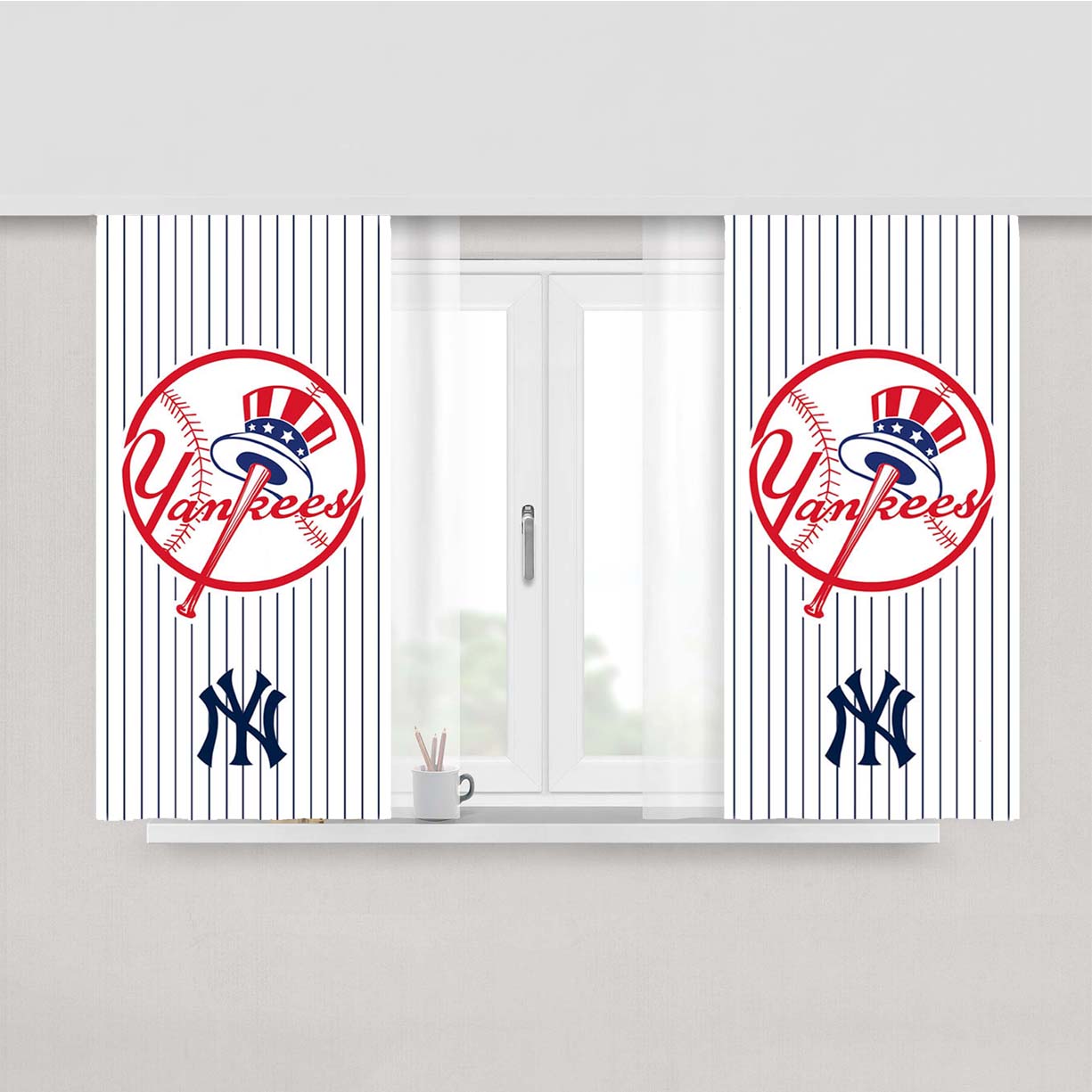 New York Yankees Baseball Peach Skin Window Curtains