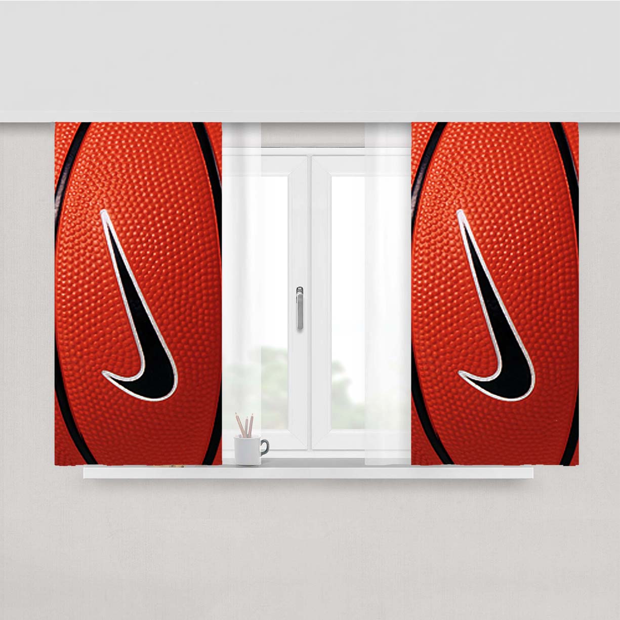Nike Basketball Logo Peach Skin Window Curtains