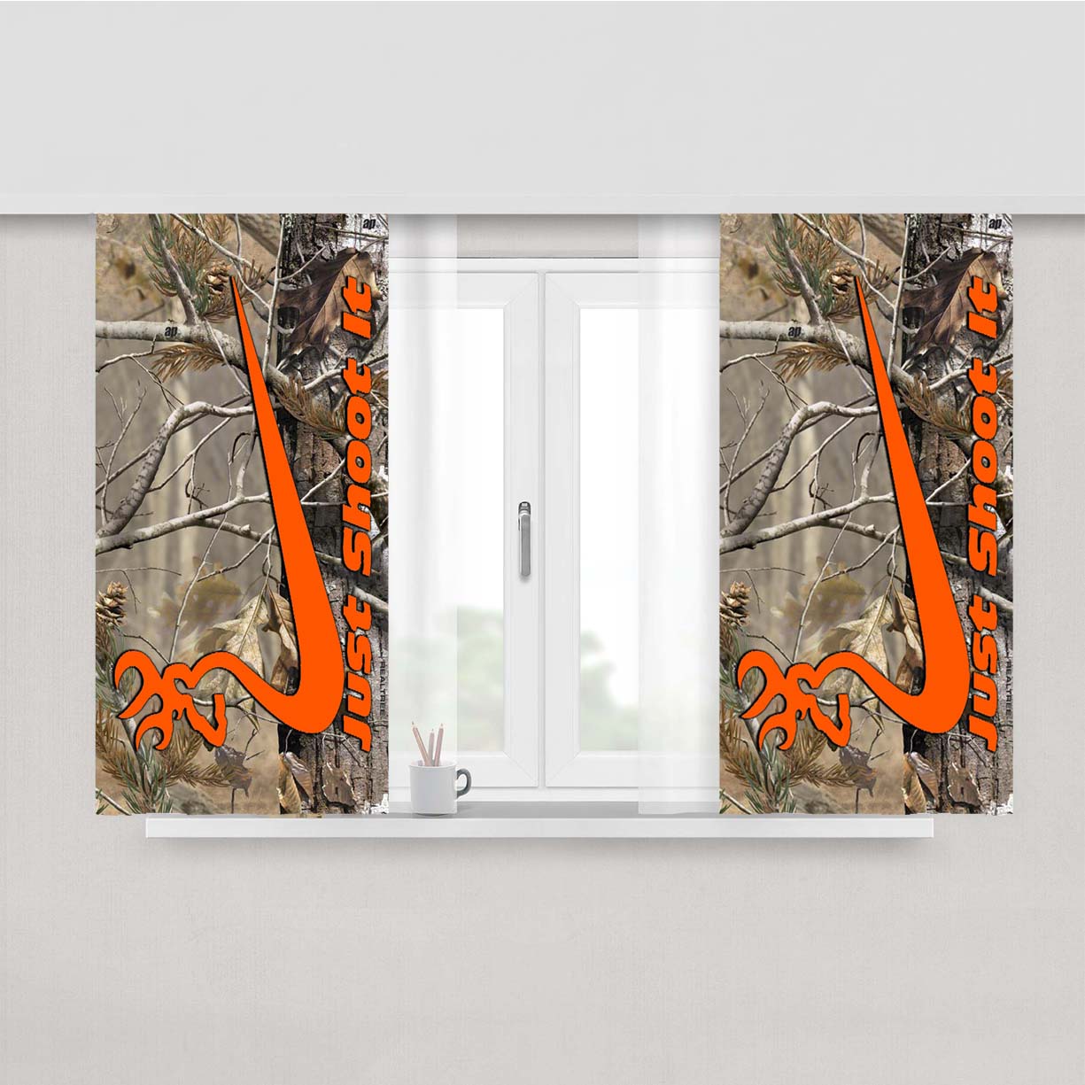 Nike Browning Just Shoot It Peach Skin Window Curtains